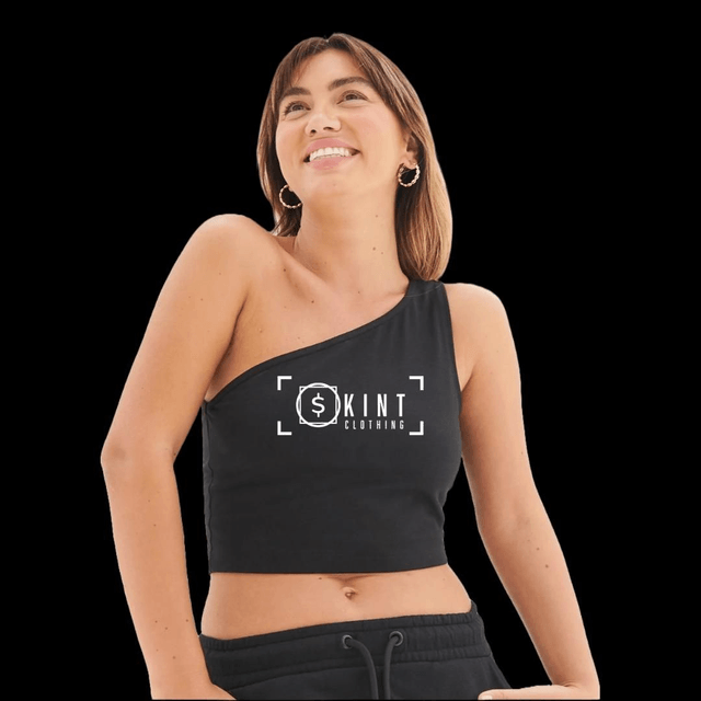 Skint one shoulder crop top [black]