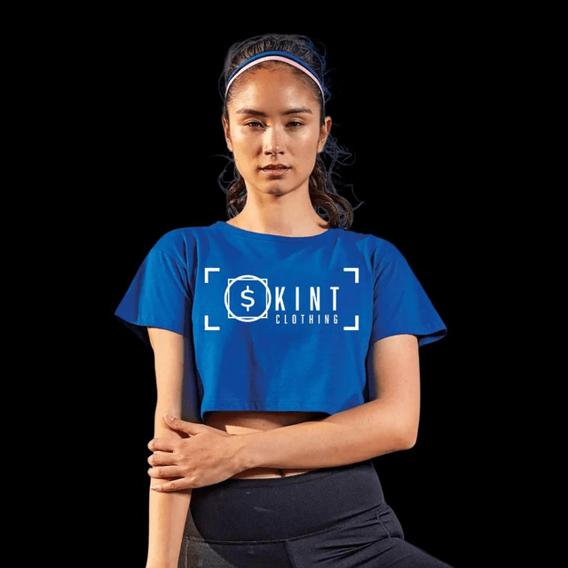 Skint Crop Top Velvet-Tee [Royal Blue]