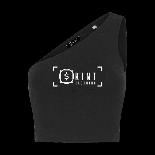 Skint one shoulder crop top [black]